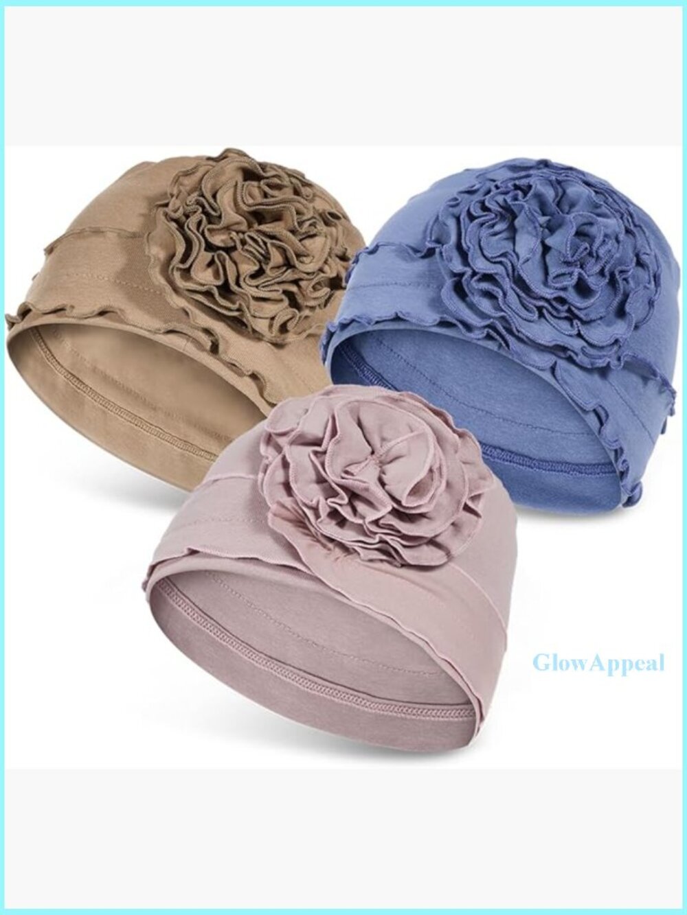 Soft Cotton Chemo Headwear 3-Piece Set for Women, Stretchy Beanie